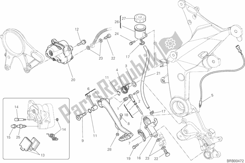 Toutes les pièces pour le Système De Freinage Arrière du Ducati Multistrada 1200 S Touring Thailand 2014